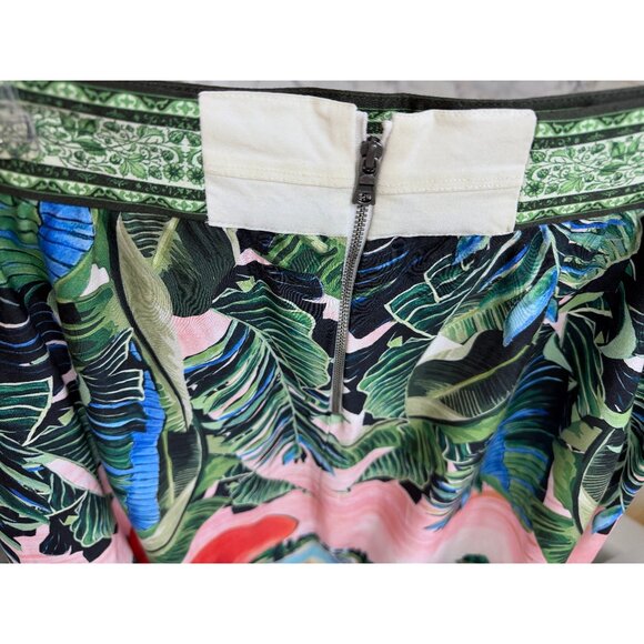 NWT Alice + Olivia Palm Beach Earla Midi Skirt Woman Red Hat Pink Print 4 - Picture 12 of 14